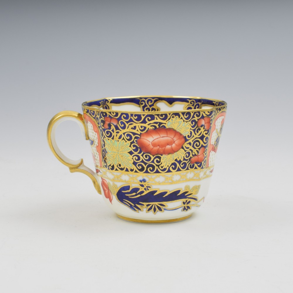 Antique Royal Crown Derby Porcelain Imari Coffee Cup & Saucer 4591 View V
