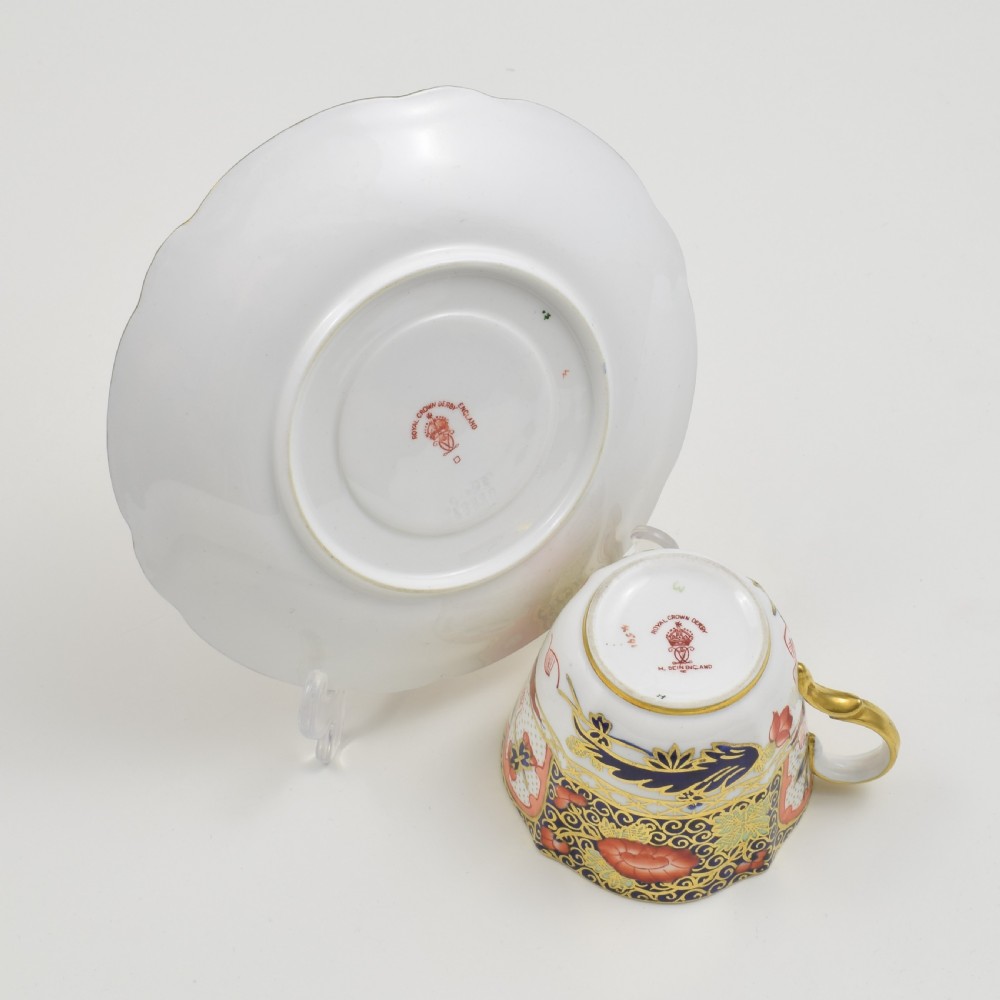 Antique Royal Crown Derby Porcelain Imari Coffee Cup & Saucer 4591 View IX