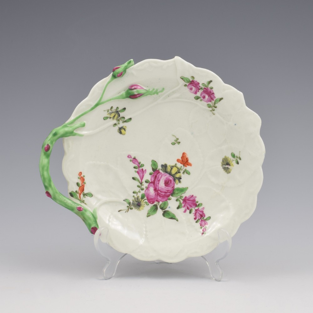 First Period Worcester Porcelain Blind Earl Moulded Sweetmeat Dish c.1770