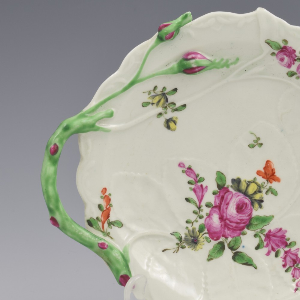First Period Worcester Porcelain Blind Earl Moulded Sweetmeat Dish c.1770 View II