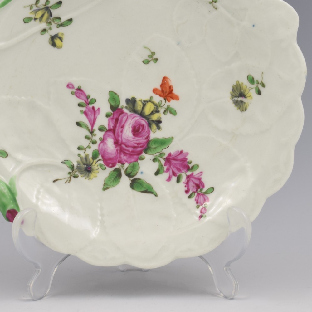 First Period Worcester Porcelain Blind Earl Moulded Sweetmeat Dish c.1770 View III