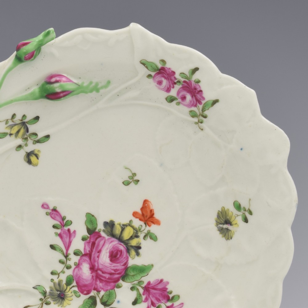 First Period Worcester Porcelain Blind Earl Moulded Sweetmeat Dish c.1770 View IV
