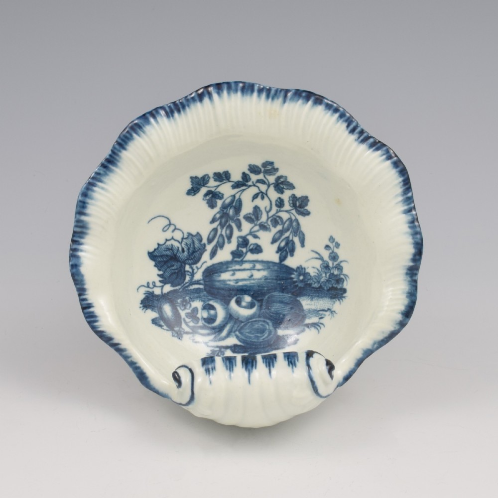 Rare First Worcester Porcelain Scallop Shell Dish The Marrow Pattern c.1775