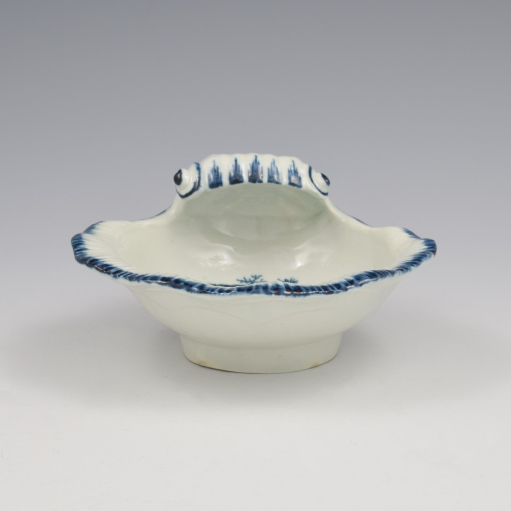 Rare First Worcester Porcelain Scallop Shell Dish The Marrow Pattern c.1775 View IV