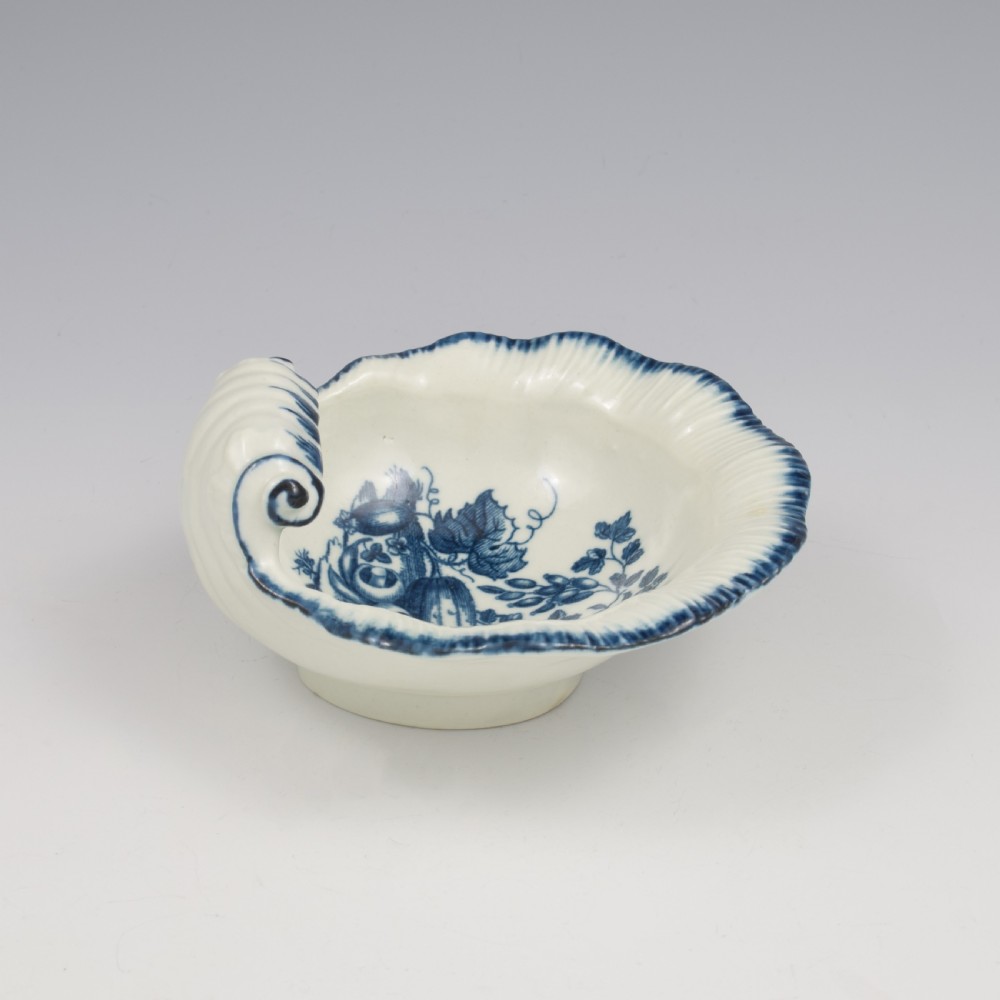 Rare First Worcester Porcelain Scallop Shell Dish The Marrow Pattern c.1775 View V