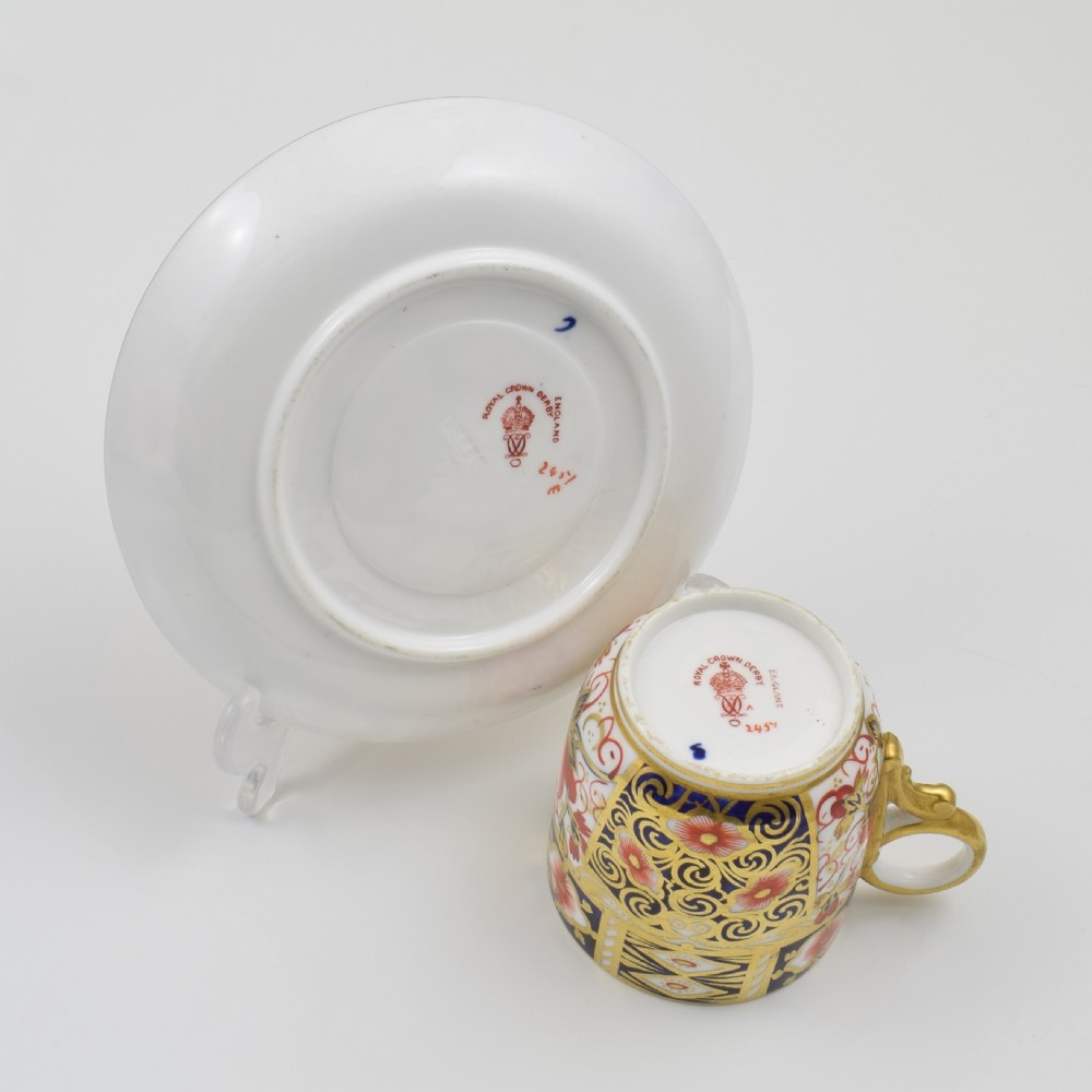 Victorian Royal Crown Derby Porcelain Imari Coffee Cup & Saucer 2451  View VII