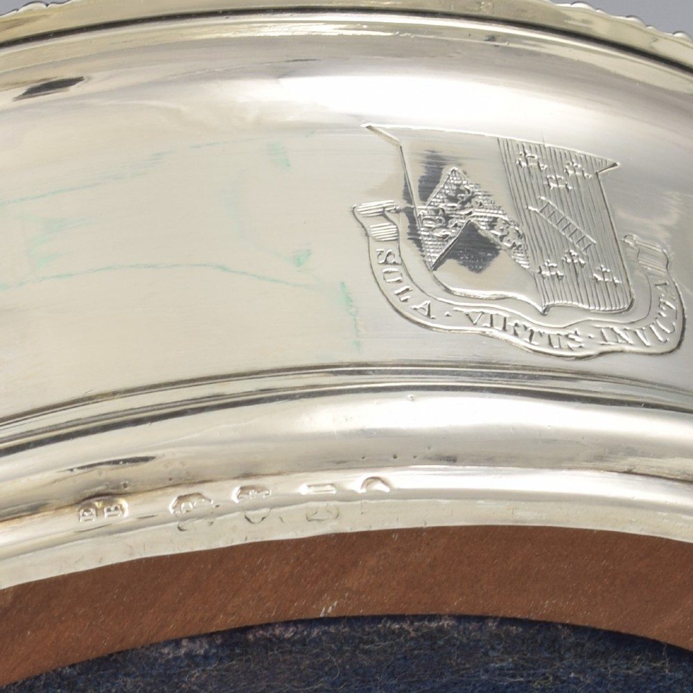 Stunning Pair Of Georgian Sterling Silver Wine Bottle Coasters Eyre Family Armorial Coat Of Arms View XII