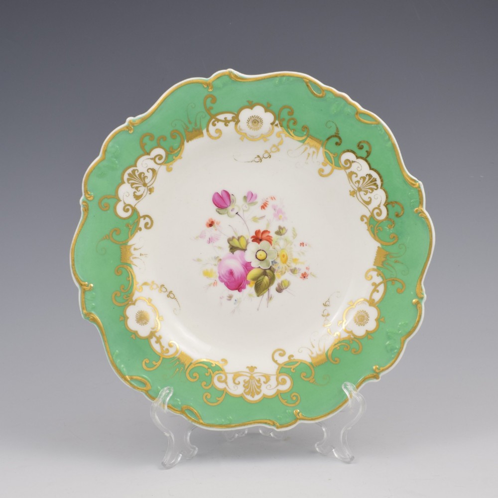 Stunning Regency Minton Porcelain Apple Green & Floral Dessert Plate Patt. 1732 c.1825-1830
