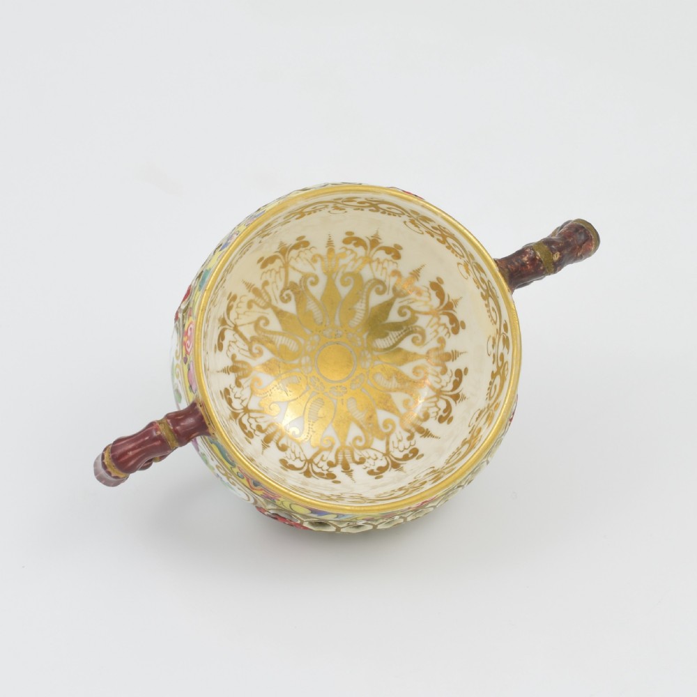 Rare Chamberlain's Worcester Pierced Double Walled Porcelain Twin Handle Cup c.1846 View X