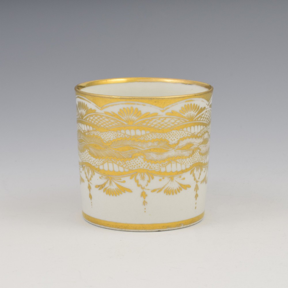 Stunning Georgian Coalport Porcelain Gilt Lace Coffee Can c.1805 View II