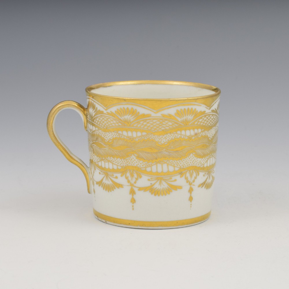 Stunning Georgian Coalport Porcelain Gilt Lace Coffee Can c.1805 View III
