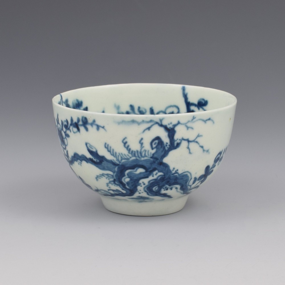 Lovely First Period Worcester Porcelain Prunus Root Tea Bowl & Saucer c.1760 View III