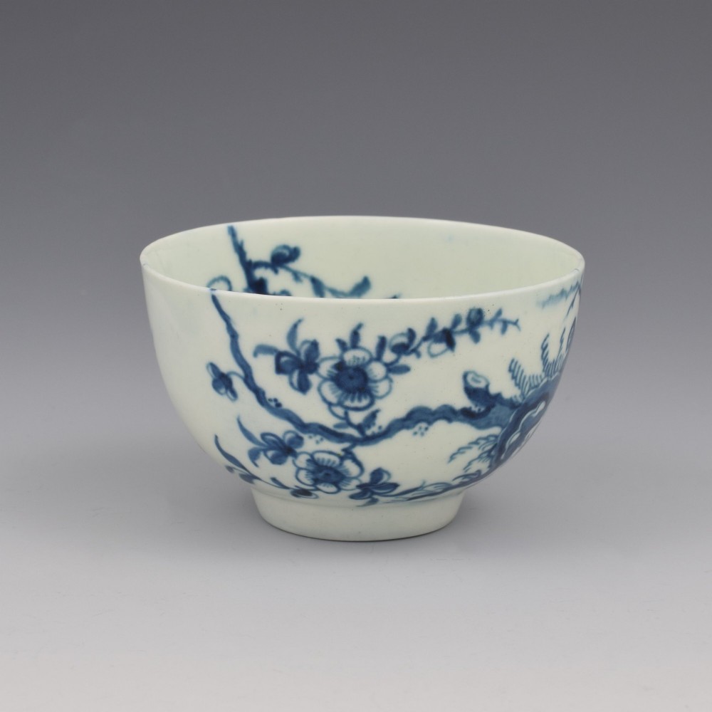 Lovely First Period Worcester Porcelain Prunus Root Tea Bowl & Saucer c.1760 View IV