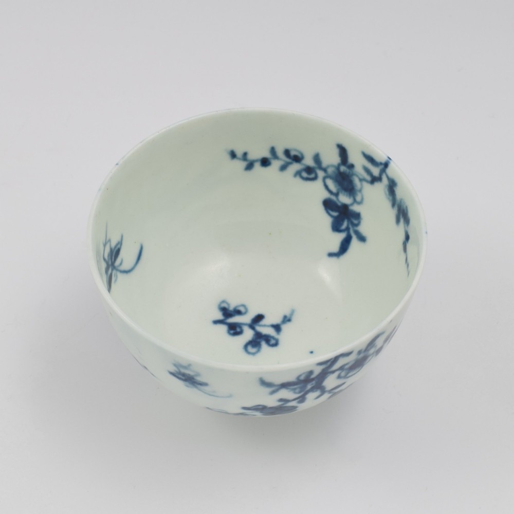 Lovely First Period Worcester Porcelain Prunus Root Tea Bowl & Saucer c.1760 View VIII
