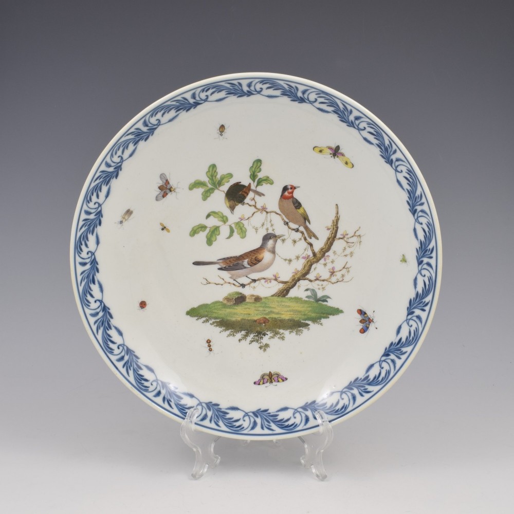 Superb Large Antique Meissen Porcelain Ornithological Bird Dessert Dish c.1860