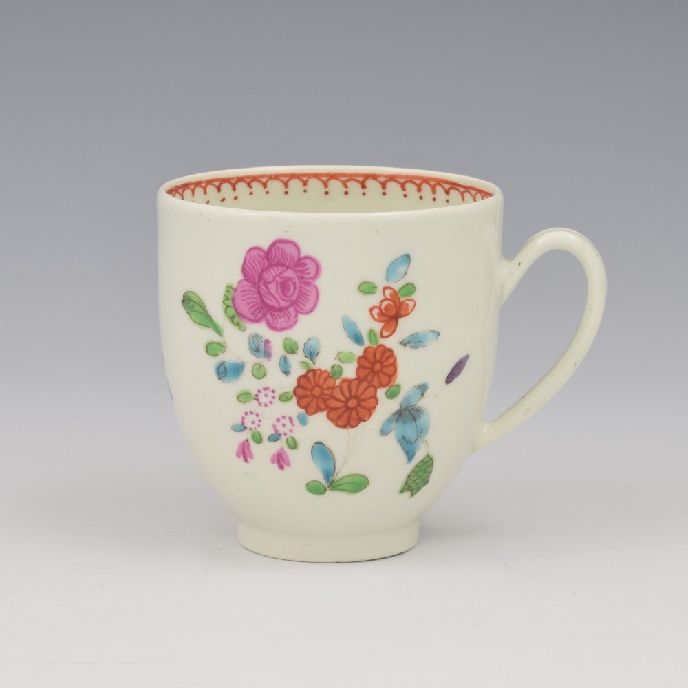 Lovely Dr Wall / First Period Worcester Porcelain Polychrome Floral Coffee Cup c.1770