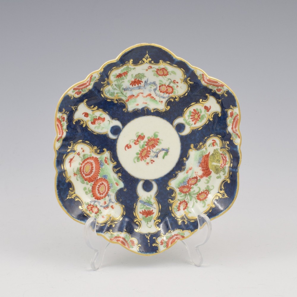 Dr Wall / First Period Worcester Porcelain Blue Scale Wheatsheaf Patt. Teapot Stand c.1770