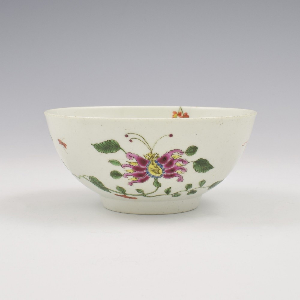 Rare Dr Wall / First Period Worcester Porcelain Honeysuckle Slop Bowl c.1753-1755