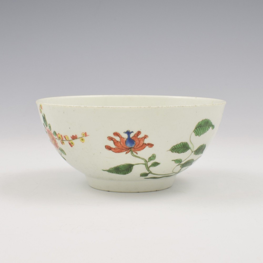 Rare Dr Wall / First Period Worcester Porcelain Honeysuckle Slop Bowl c.1753-1755 View III