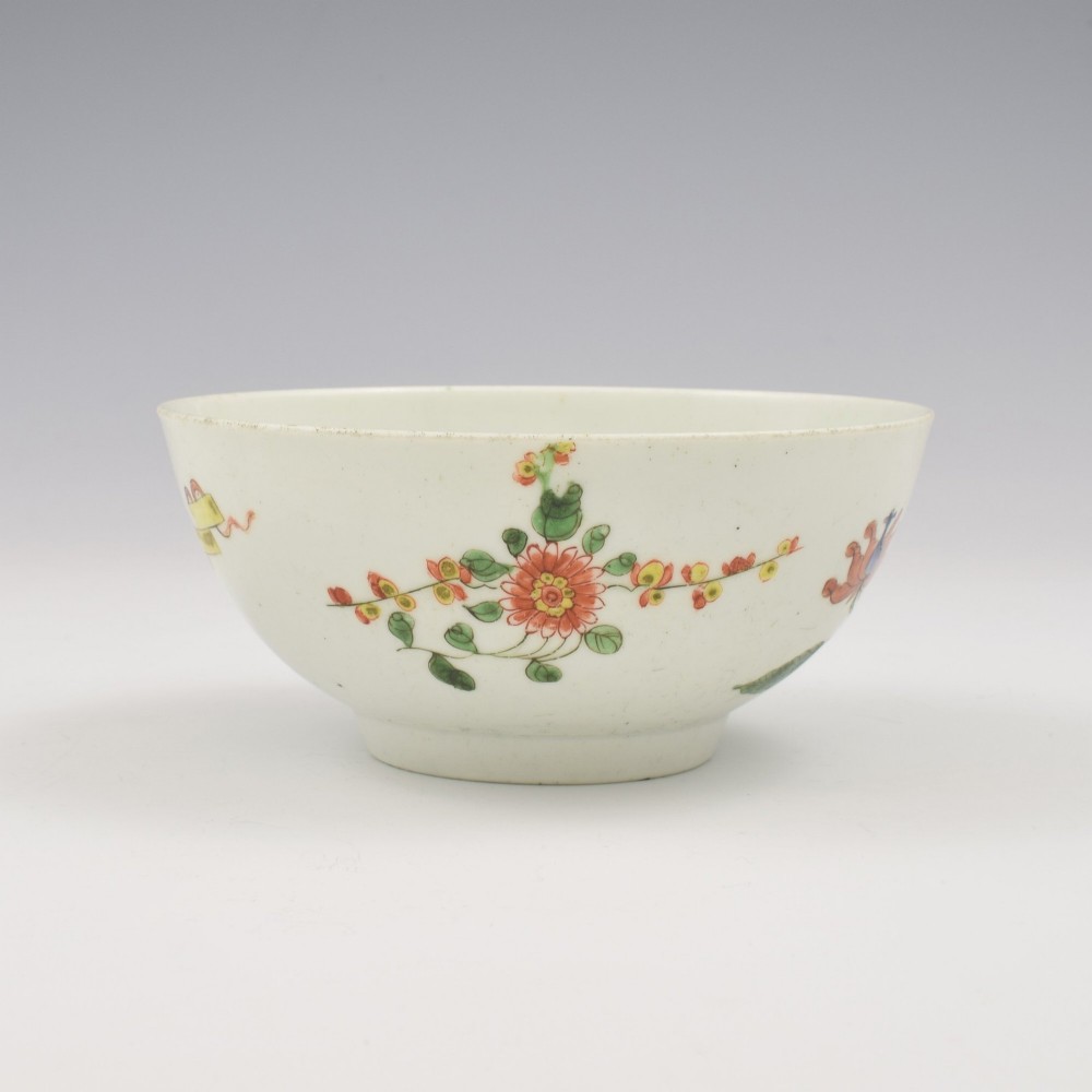 Rare Dr Wall / First Period Worcester Porcelain Honeysuckle Slop Bowl c.1753-1755 View IV