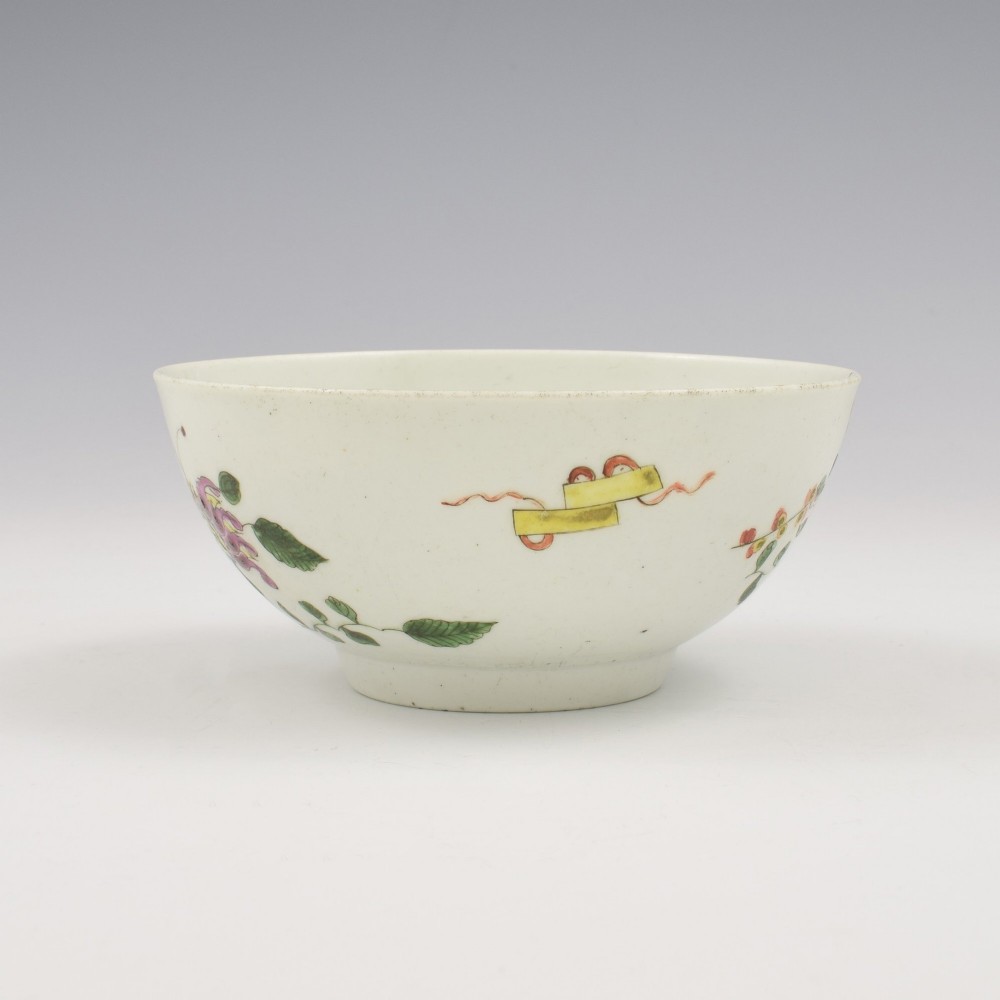 Rare Dr Wall / First Period Worcester Porcelain Honeysuckle Slop Bowl c.1753-1755 View V