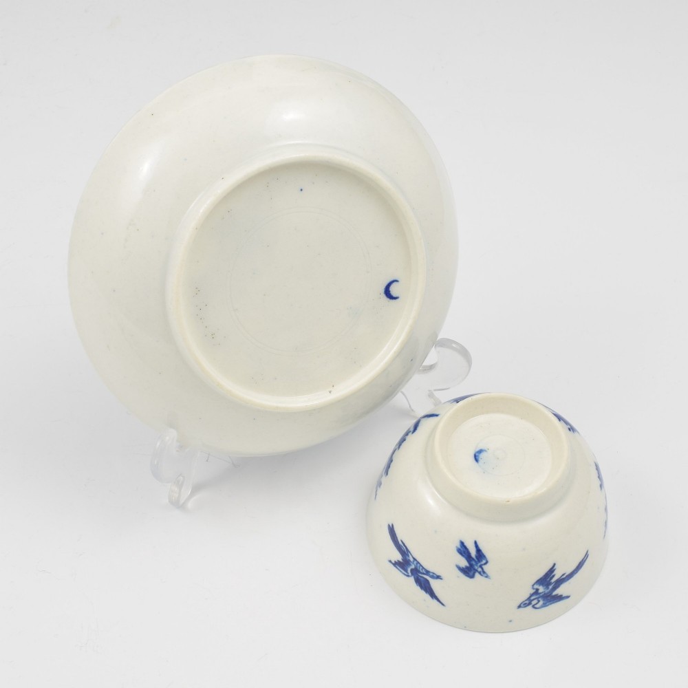 Dr Wall / First Period Worcester Porcelain Birds In Branches Tea Bowl & Saucer View VIII