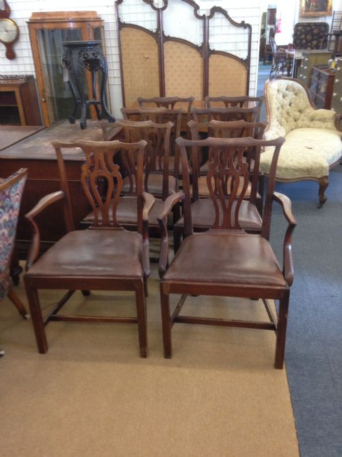 Set of 8 Mahogany 19ct Provincial Chippendale Style Dining Chairs Sold