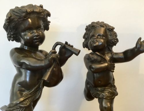 Pair of 19 Ct Bronze Putti