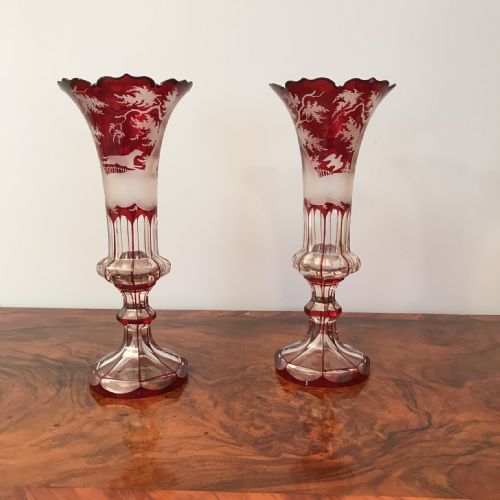 A Pair of Engraved Vases Circa 1900