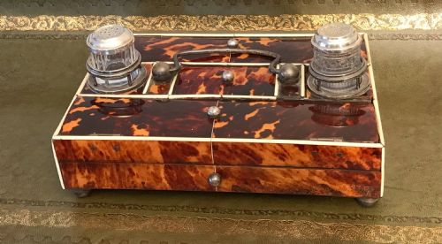 T&t Richards, B/ham Tortoiseshell & Ivory Inkstand