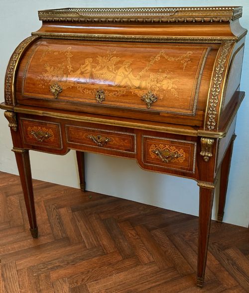 Good and Large Cylinder Desk, Bureau. Writing Table Circa 1890