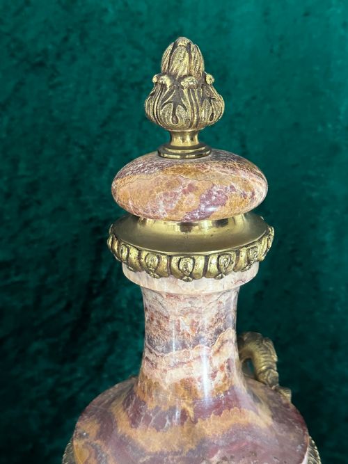 GRAND TOUR PAIR OF CASSOLETTES MARBLE VASES - ADDITIONAL PHOTO 4
