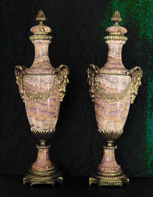 GRAND TOUR PAIR OF CASSOLETTES MARBLE VASES - ADDITIONAL PHOTO 5