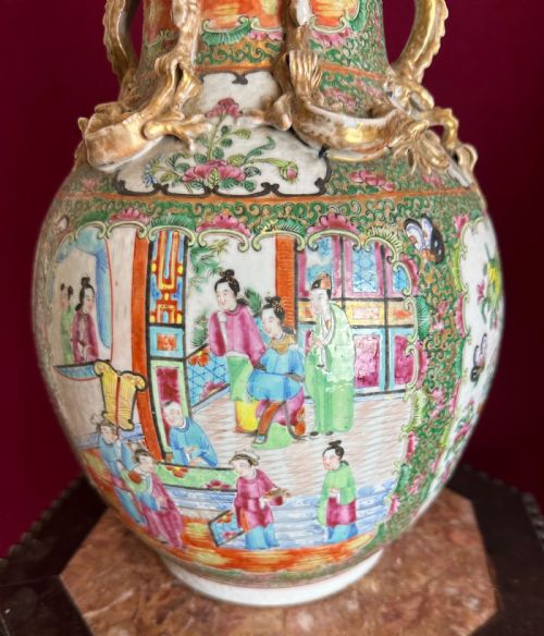 CHINESE CANTON VASES CIRCA 1880 ORIENTALPAIR OF VASES - ADDITIONAL PHOTO 5