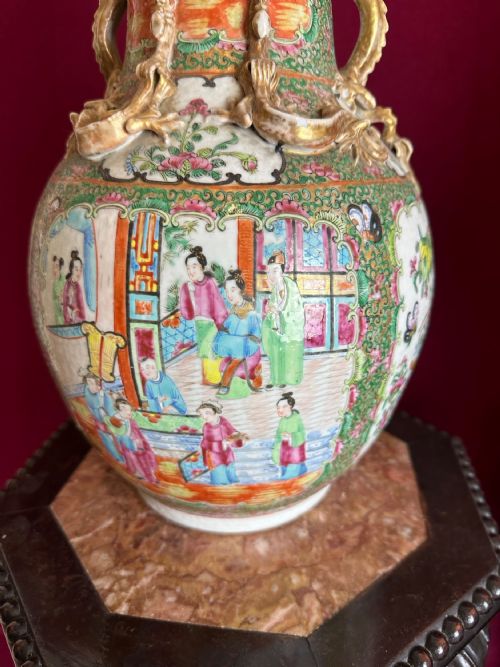CHINESE CANTON VASES CIRCA 1880 ORIENTALPAIR OF VASES - ADDITIONAL PHOTO 2