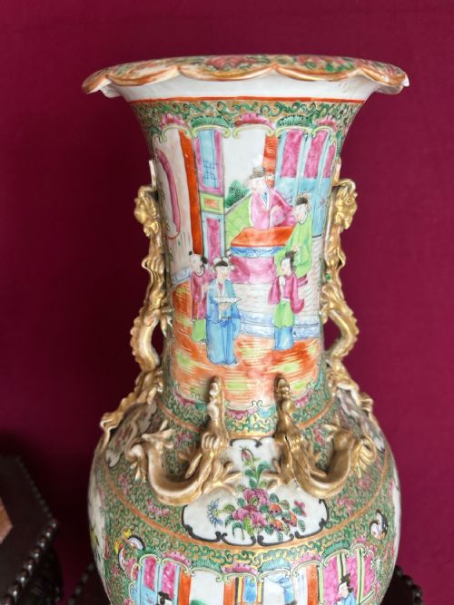 CHINESE CANTON VASES CIRCA 1880 ORIENTALPAIR OF VASES - ADDITIONAL PHOTO 4