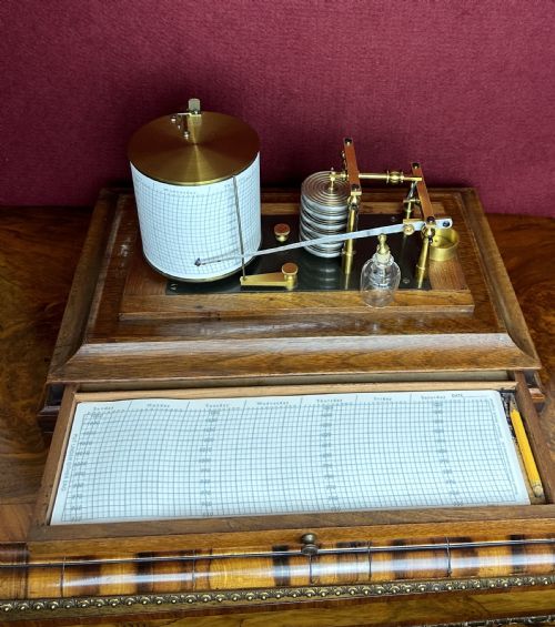 WALNUT CASED BAROGRAPH CIRCA 1890 BAROMETER - ADDITIONAL PHOTO 1