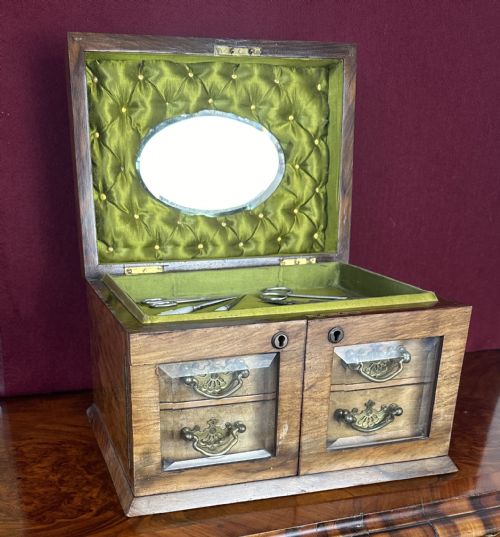 WALNUT JEWELLERY BOX CIRCA 1890 SEWING WORKBOX - ADDITIONAL PHOTO 3