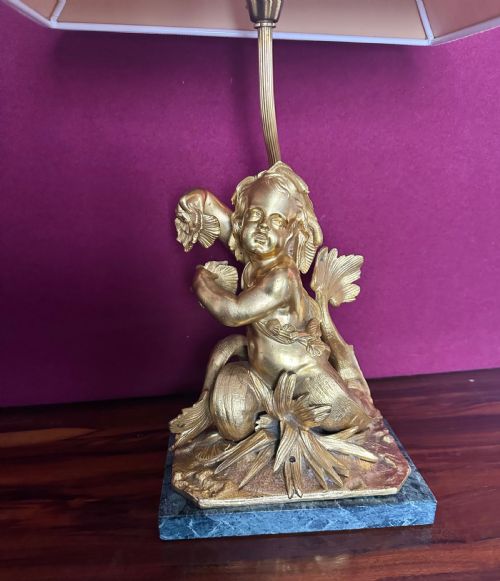PAIR OF LAMPS CIRCA 1880 ORMOLU CHERU LAMPS - ADDITIONAL PHOTO 4
