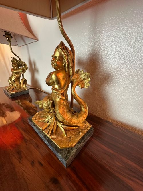 PAIR OF LAMPS CIRCA 1880 ORMOLU CHERU LAMPS - ADDITIONAL PHOTO 2