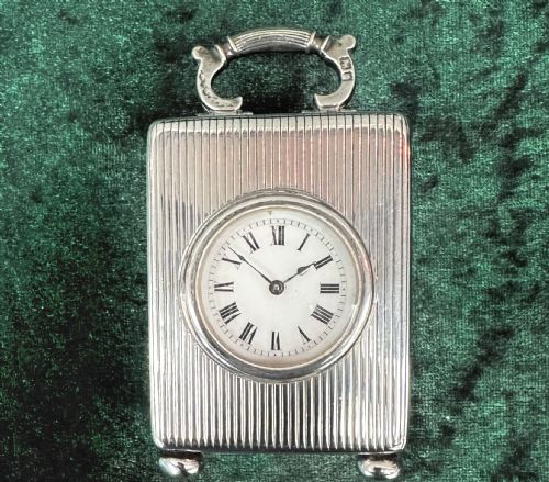 SOLID SILVER MINIATURE CARRIAGE CLOCK CIRCA 1896