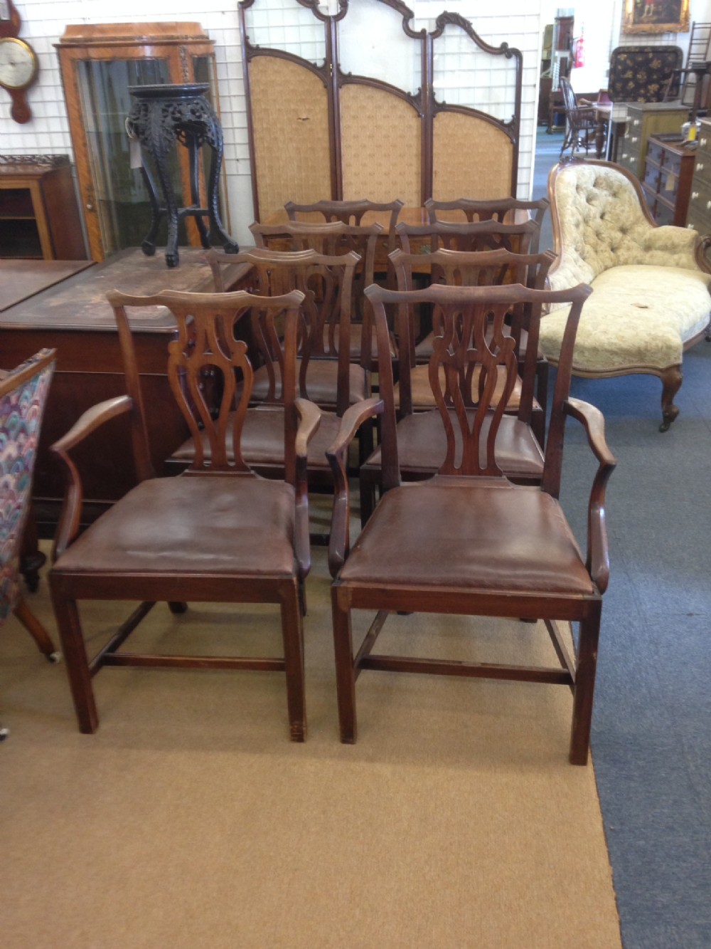 Set of 8 Mahogany 19ct provincial Chippendale style dining chairs SOLD