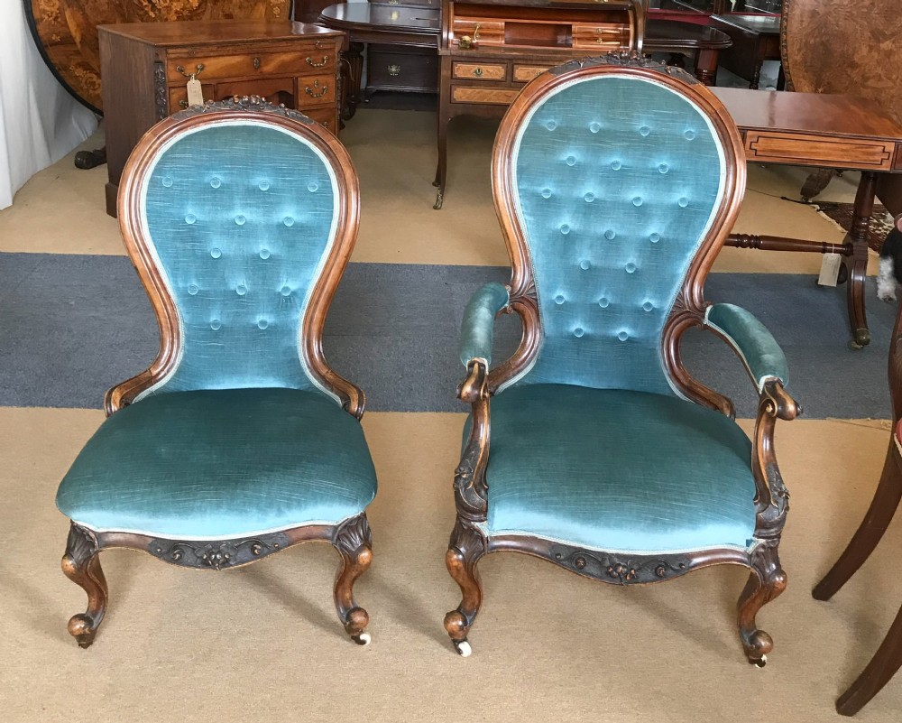 A pair of Victorian salon chairs