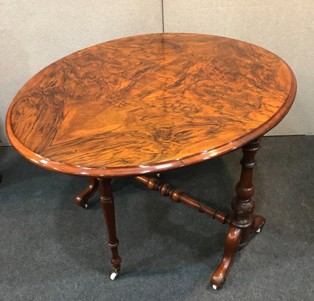 Circa 1880 Exceptionally well figured walnut Sutherland table  View II