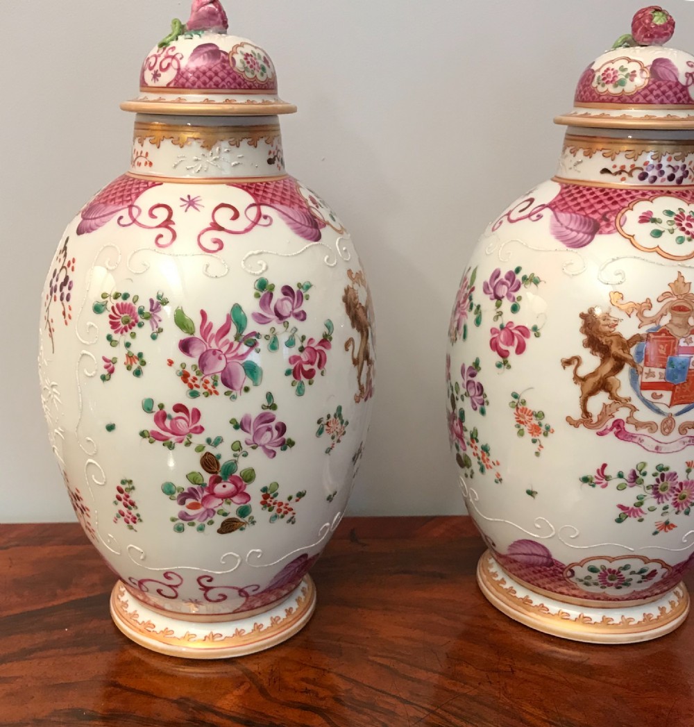 A decorative pair of armorial vases View II