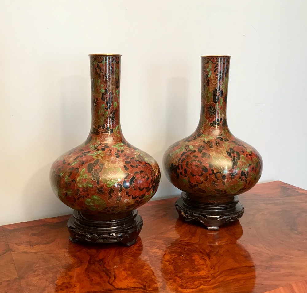 Pair of cloisonné vases