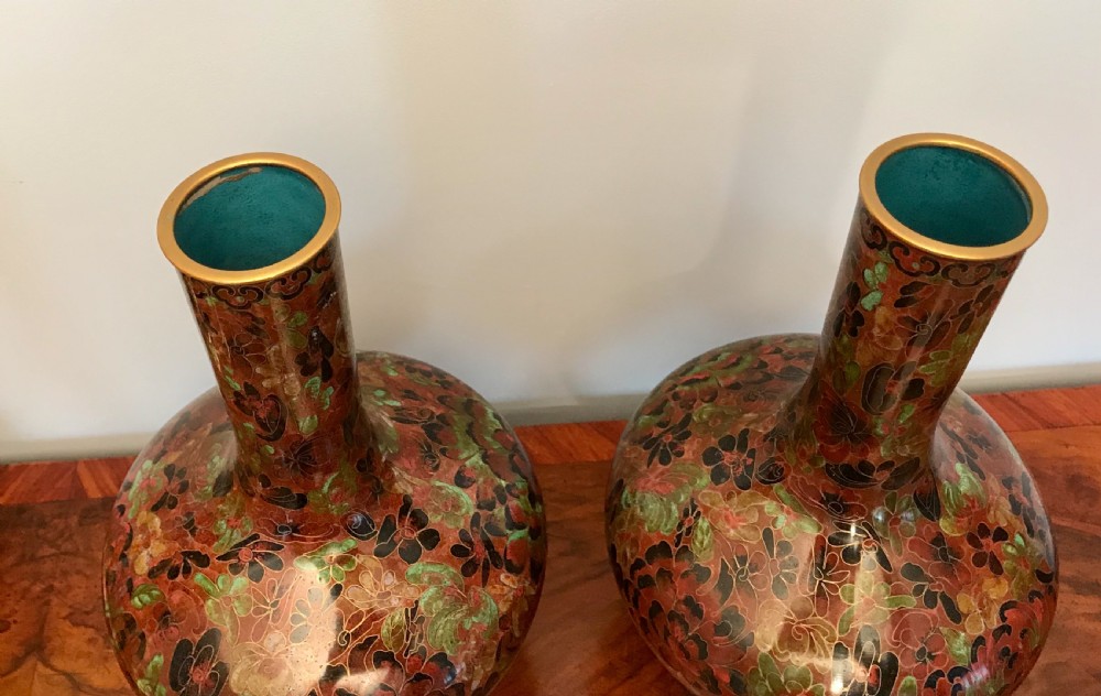 Pair of cloisonné vases View II