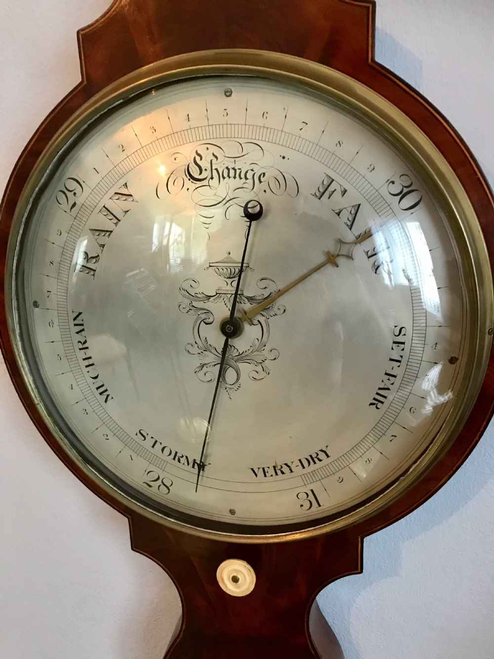 GOOD PROVENANCE GEORGE IV mahogany wheel barometer  View II