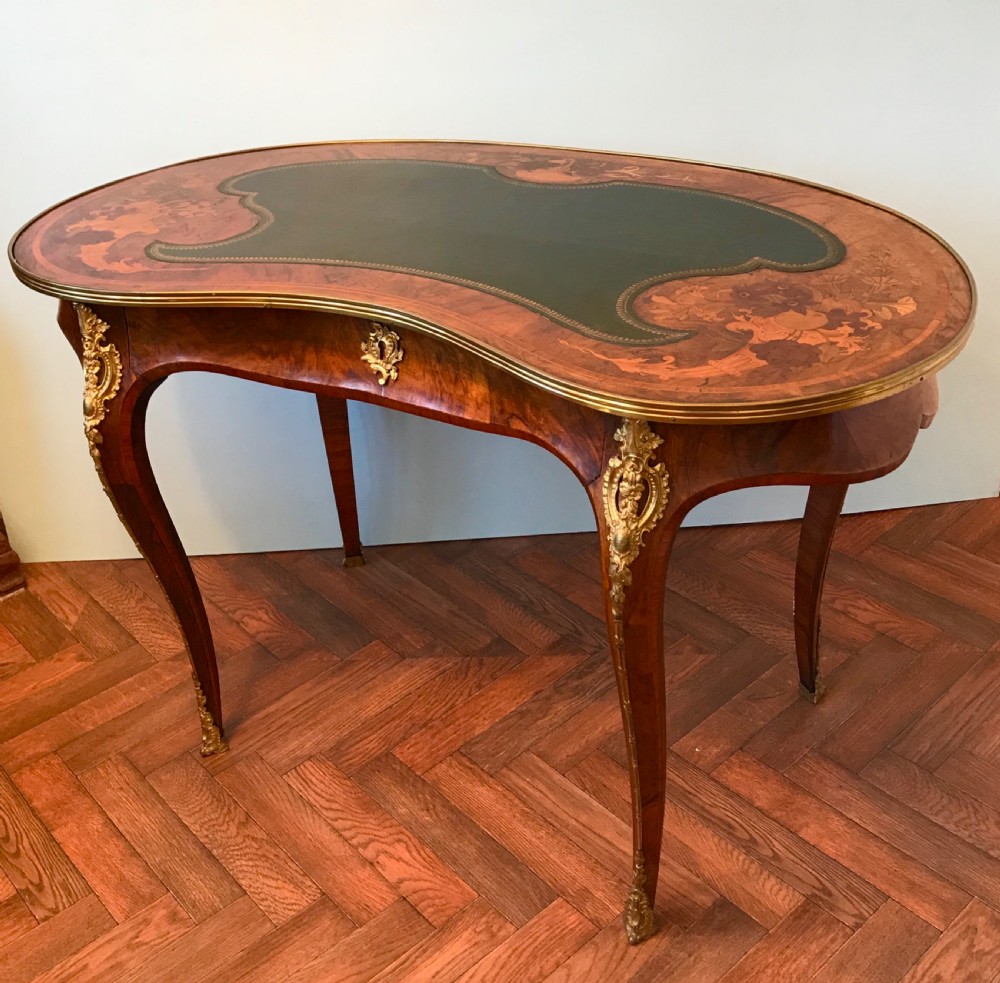 Desk, writing table , circa 1870. Antique kidney shaped desk.