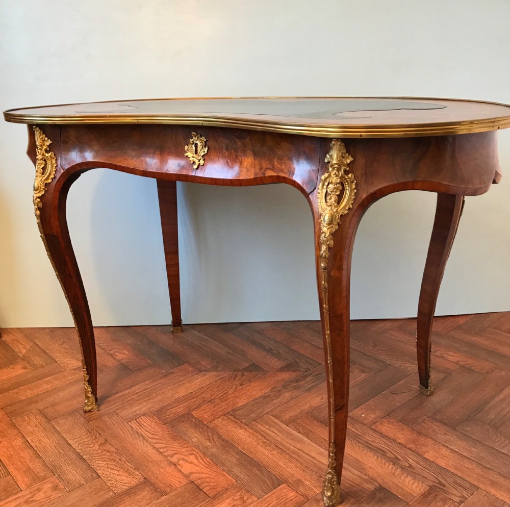 Desk, writing table , circa 1870. Antique kidney shaped desk. View II
